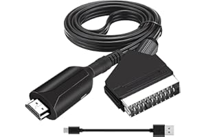 WNYINYY Adaptateur Péritel vers HDMI pour TV Convertisseur Péritel HDMI Câble1080P HD Scart Input to HDMI Output Converter pour Télévision Blue-Ray DVD