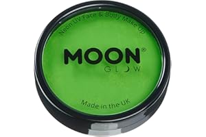 Pro Intense Neon UV Face & Body Paint Cake Pots by Moon Glow - Intense Green - Professional Water Based Face Paint Makeup for Adults, Kids - 36g