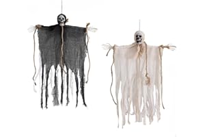 FUOUYA Esqueletos Fantasmales Colgantes De Halloween,2 Piezas Esqueleto Halloween TamañO Real, Hallo-Ween Decoracion Exterior,Adornos Halloweenn,Esqueletos,Esqueletos Hallo-Ween Decoracion