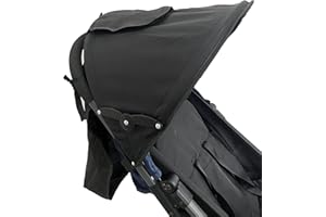 TOPOQ Pram Sun Shade Cover Baby Stroller Canopy Sun Shade Awning Baby Buggy Sun Shade Parasol Universal Pushchair Sunshade Umbrella with Pockets Window Adjustable Retractable Snap On and Strap Installation