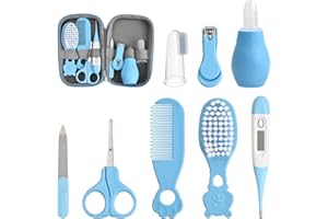 Hoxfly 8 Pezzi Set per la Cura del Bambino, Neonati Kit per l'Igiene e Cura del Bambino, Bellezza per Neonato, Baby Healthcare Kit, con Spazzolini da denti, Tagliaunghie, Pettine, etc