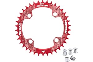 QIAMNI 104 BCD 32T 34T 36T 38T Narrow Wide Single Chain Ring with 4 Pieces Sprocket Bolts for Road Bikes, Mountain Bikes, BMX MTB Bike