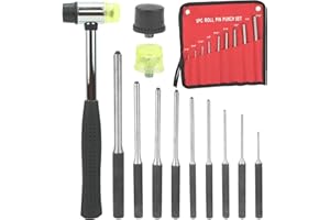 BIGP 9 Teilige Roll Pin Punch Set, Durchschlag, Splinttreiber Set, Werkzeug für Pistole Büchsenmacher Handwerk und Reparaturen mit Tragetasche und Hammer, 1/16 inch-5/16 inch