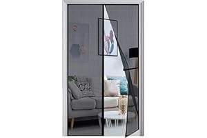 Panngu 2024 Magnetic Fly Screen for Balcony Door, 100 x 220 cm, Black, Reinforced Insect Protection Door, Fly Protection Door, Patio Door, Self-Adhesive, No Drilling, Stronger Magnets and Central