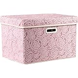 Prandom Scatole portaoggetti pieghevoli grandi con coperchi [confezione da 1] Organizer a cubo decorativo in tessuto, rosa 45