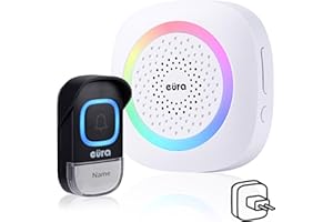 Campanello senza fili "EURA" WDP-46A3vWB - bianco, ampliabile, 230 V CA, 60 melodie, portata fino a 200 m, controllo del volume, portanome