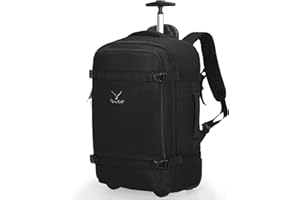 Hynes Eagle Plecak na kółkach, torba zatwierdzona do lotu, bagaż podręczny na kółkach, 42 l, Czarny 2024-1, Backpack