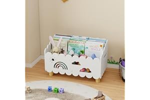 DUHARS Estanteria Libros Infantil Madera, Libreria Montessori Biblioteca Baul Juguetes Infantil, Mueble Organizador Expositor Libros Infantil, para Dormitorio, Habitación Niños, Sala Juego