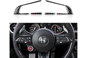 OYDDL Car Sticker Carbon Fibre Car Steering Wheel Trim Sticker Compatible with Alfa Romeo Giulia Stelvio 2017 2018 2019 Accessories (Black)