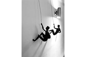 Haute Collage Duo de Rappel de Escalada en Bronce Adornos Colgantes Figuras Conjunto de Dos escaladores Wall-Art Colgante de Pared Hombre con Cable de Cuerda