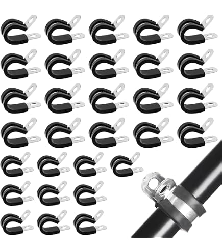 sourcing map 24 morsetti per cavi da 8 mm, in acciaio inossidabile 304, rivestiti in gomma, ammortizzati, isolati, per tubi, tubi, installazione di cavi, colore nero
