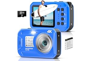 YIXINXIN Appareil photo sous-marin 4K UHD 64 MP autofocus numérique étanche avec carte 32 Go, IP68 et 16FT caméra sous-marine avec écrans IPS HD, zoom numérique flottant 16x, lumière éclaircissante, pour la