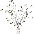Sggvecsy 47.2’’ 4Pcs Artificial Ficus Branches Artificial Greenery Stems Faux Ficus Twig Plants Fake Leaf Spray Green Eucalyptus Branches for Home Office Wedding Vase Filler Decoration