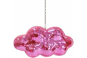 MFGDISCO Rosa Discokugel Wolkenförmige hängende Dekoration für Party, Zimmer, Zuhause, Retro reflektierender Spiegel Discokugel mit Kette