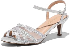 DREAM PAIRS Damen Nina Niedrig Absatz Pumps Sandalen Glitzer Schuhe Tanzschuhe Damen High Heels Sexy Tanzschuhe Damen Latein