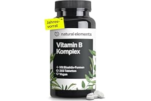Vitamin B Komplex – 365 Tabletten für 12 Monate – Premium-Rohstoff Quatrefolic® – mit Bioaktiv-Formen & 2 Kofaktoren – vegan,