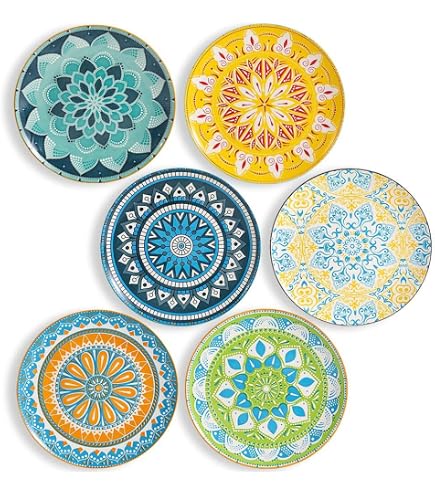 Bloomingville Lot De 4 Assiettes à Dessert Carla Express - Céramique Colorée ø16cm Rouge Bleu Vert Orange