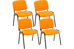 CLP 4er Set Besucherstuhl Ken Stoff I Stapelstuhl Mit Robustem Metallgestell I Polsterstuhl Mit Rückenlehne, Farbe:orange