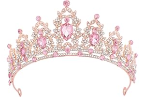 DRESHOW Corona de Cumpleaños para Mujeres Tiara de Cristal para Niñas Decoraciones para el Cabello Accesorios de Boda Corona de Purpurina Diademas para Fiestas de Princesas