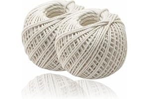 KODAA ANEEQA Cooking String Garden Twine Natural Cotton Macrame Craft Cord Off White Ball Approx50 Meter Kitchen Trussing Culinary Thin Meat Rope Plant Wall (2pack), 50 metre, xyz (2)