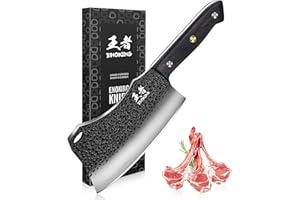 ENOKING Coltelli da Cucina Professionali, 17.8cm Affilato Mannaia Coltello da Cucina Cinese con Design Full Tang, Coltello da Cucina con Modello Damasco per Casa, Cucina o All’Aperto