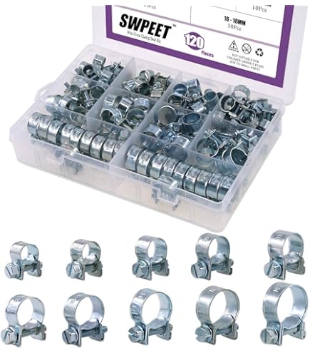 Hose Clamp Set, Glarks 40 Piece, 304 Stainless Steel Adjustable 8-38 Mm Assortment Worm Gear Hose Clamps, Fuel Line Clamp For Water Main, Sanitary - View #5