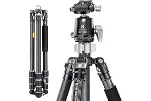K&F CONCEPT X-Series Carbon Stativ, 172cm Kamera Stativ, Professionelles Fotostativ mit 36mm Metallkugelkopf, Tragfähigkeit 16KG, Tripod für Innen- und Außen-Fotographie X284C4+BH-36