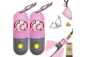 YUCHIYA Hundekotbeutelhalter mit LED-Taschenlampe| Doggy Poo Bags Spender für Die Leine| Pet Waste Bags Träger| Taschen Karabiner Verschluss LR44 Knopfzellen enthalten