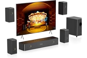 Hiwill-Audio 5.1.2CH Barre de Son TV, 4 Haut-Parleurs Surround Virtuels, 400 W de Puissance crête, Home Cinema Enceintes pour Téléviseur, Caisson de Basses, Arc/Optique/BT 5.3/AUX/USB, HiPulse N512