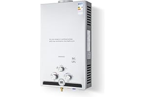 CO-Z Chauffe-Eau à Gaz Instantané 16LPM 27,2kW LPG GPL au Butane Propane avec Modes Hiver et Eté Sans Réservoir en Acier Inoxydable CE Certifié Portable pour Maison Camping Caravane