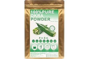 Plant Gift 100% Pure Okra Powder 黄秋葵粉 Natural Okra Meal Flour, Great Flavor for Drinks, Adds Flavor and Taste Non-GMO Powder, No Filler, No additives 100G/3.25oz