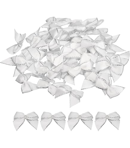 100 Fiocchi Di Raso Bianco, Mini Fiocchi Per Decorazioni Fai Da Te, Matrimonio, Natale, Confezioni Regalo