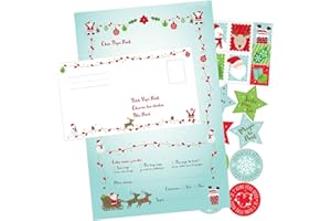 MÉGACRÉA Set de papier à lettre pour le Père Noël 6 pièces