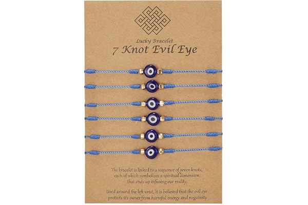 Huba ögonskyddsrep kabbalah lyckoarmband nazar amulett rakhi gåvor för män kvinnor pojkar flickor familj vänner tibetansk turkisk förpackning med 6