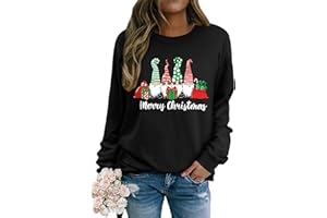 Yihelian Weihnachts Sweatshirt für Damen Weihnachts Langarmshirt Lustiger Weihnachtsmann Elf Pullover Unisex Oberteile Rundhalsausschnitt