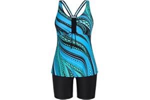 Hanna Nikole Ensemble de Tankini Taille Plus pour Femme Maillots de Bain Deux Pièce Extensibles à Dos Nageur Taille Haute Shorts