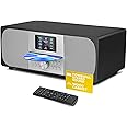 CD Player with DAB Radio | HIFI System | DAB+, Bluetooth Radio, FM Radio | Powerful Stereo System | Acoustic Wood Cabinet | CD Player With Speakers 100W | 40 Presets, Headphone Jack | Lemega MSY6