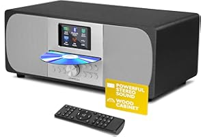 LEMEGA MSY6 Chaîne Hi-FI Stéréo Bluetooth (Dab+, Lecteur CD, 100W, Meuble en Bois Acoustique, Système Stéréo Puissant, USB, AUX, Radio FM, Transmission Bluetooth, 40 Présélections) Anthracite