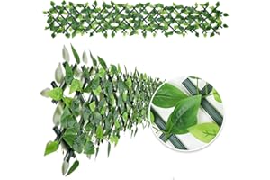REOVE Expandable Garden Fence Panels - Privacy Screen with Faux Ivy & Greenery - 200x30cm (Green Leaf)