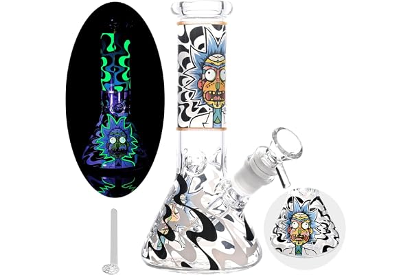 Chillbong 20cm Glasbong avec bol de 14,5 mm, poids 350g, verre résistant artisanal, tuyau de récipient de filtrage - Jade White