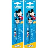 Mr White Manual Toothbrush with Protective Cap - Mickey and Friends - Mickey (Pack of 2)