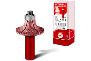 BAYERTAL® Diamant Abrundfräser 35mm x R10 - zum Abrunden von harte Fliesen, Feinsteinzeug, Granit, Marmor etc - Radiusfräser - Premium Qualität Kantenfräser für Bohrmaschinen - Profilfräser R10
