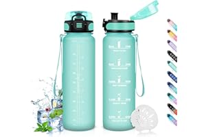 HoneyHolly Borraccia, 1000ml Prova di Perdite, Borraccia Motivazionale, Sportiva Tempo, Borraccia Sportiva, con Filtro, Borracce, Bottiglia Acqua per Scuola, Campeggio, Yoga, Ufficio