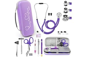 Scian 13 Pcs Stethoscope Case Kit, Supplies Inclued, Perfect Nurse Gift Include Stethoscope, Medical Scissors, Penlights, Badge Holders, Nurse Accessories for Work, Purple Portable First Aid Kit Bag