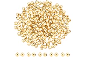 UNICRAFTALE 200 Piezas Cuentas Espaciadoras Redondas Doradas de 4 mm Cuentas Sueltas de Acero Inoxidable Cuentas MetáLicas con Orificios pequeños para Hacer fabricación de Joyas Orificios de 1.5 mm