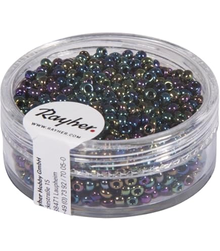 RAYHER 1405908 Rocailles 2.6 Mm Ã ¸, Opak Gelüstert, Dose 17g, H. Blau