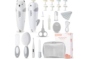 Lilian&Gema Lime a Ongle Electrique Bebe, 28 en 1 Kit de Lime Ongle Bebe, Coupe Ongle Bebe avec Lumière LED pour Nouveau-Nés, Nourrissons et Adultes