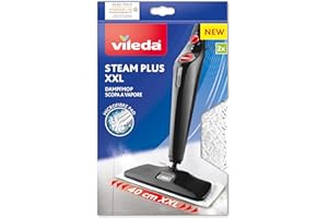 Vileda - Recambio para Escoba vaporizador XXL, Pack de 2, 100% Microfibra estándar Blanco, Recarga Oficial Compatible con Escoba de Vapor Rectangular Steam XXL