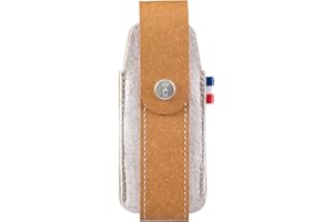 Opinel Outdoor Case L Recycled Leather & R PET Felt - Brown - Sustainable Knife Bag for OPINEL N°09, N°10, Mushroom Knife N°08 and N°10 with Corkscrew & Bottle Opener