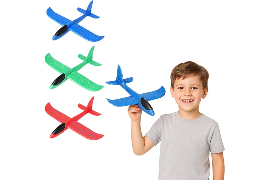FUN FABLES Foam Glider Planes for Kids – 23cm Large EPP Airplane Toys, Hand Launched Flying Aeroplanes, Outdoor Throwing Foam Gliders, Aeroplane Gifts for Boys Girls Age 3+ (1)